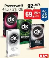 OK PREZERVATİF 4'LÜ/5'Lİ fiyat ve kampanya bilgisi